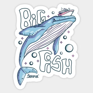 Big Fish metaphor Whale caught boat Sticker